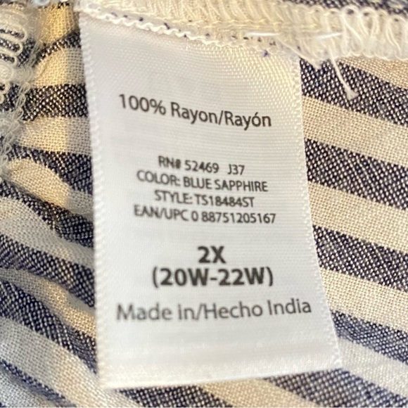 TERRA & SKY Women's plus size 2X Peplum Peasant stripe tunic top - Picture 12 of 13